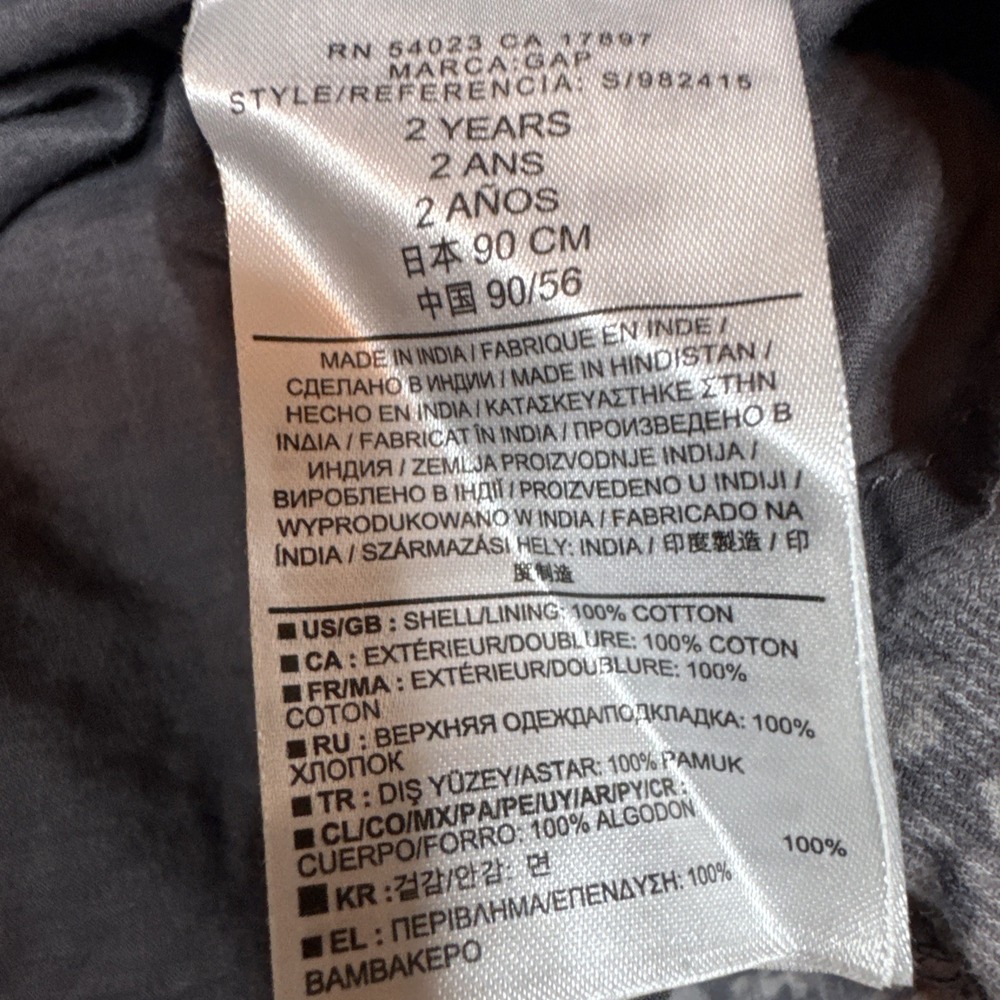 Baby Gap Size 2 T Girls Grey Brown Flowers Corduroy Dress Front Zippers Lined - Picture 6 of 8